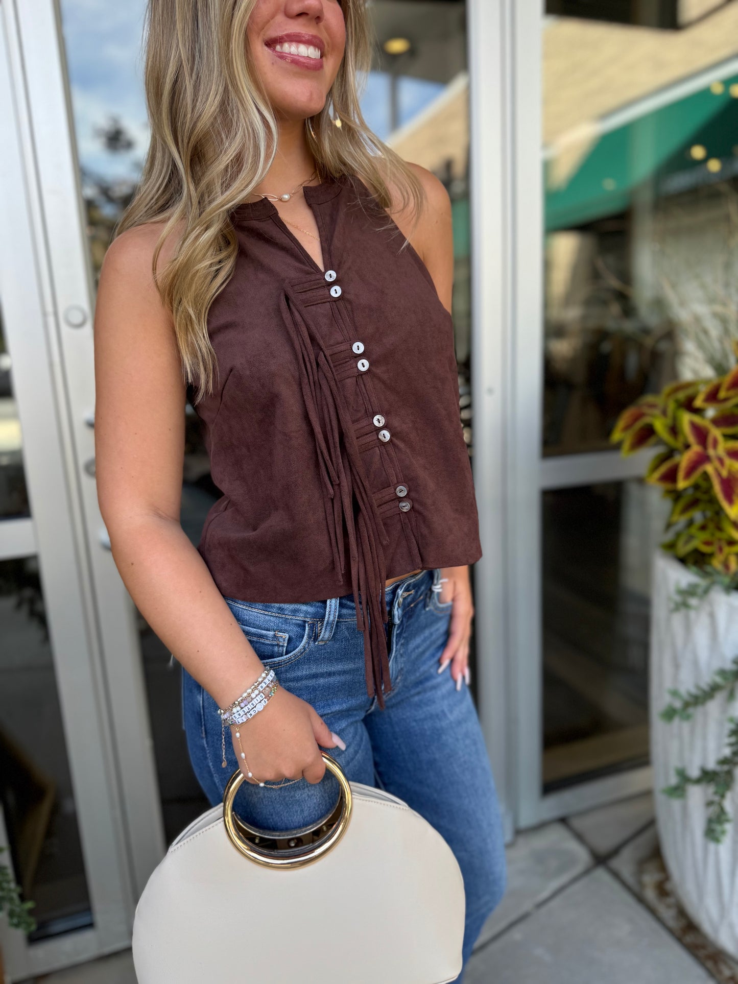 Suede Fringe Blouse