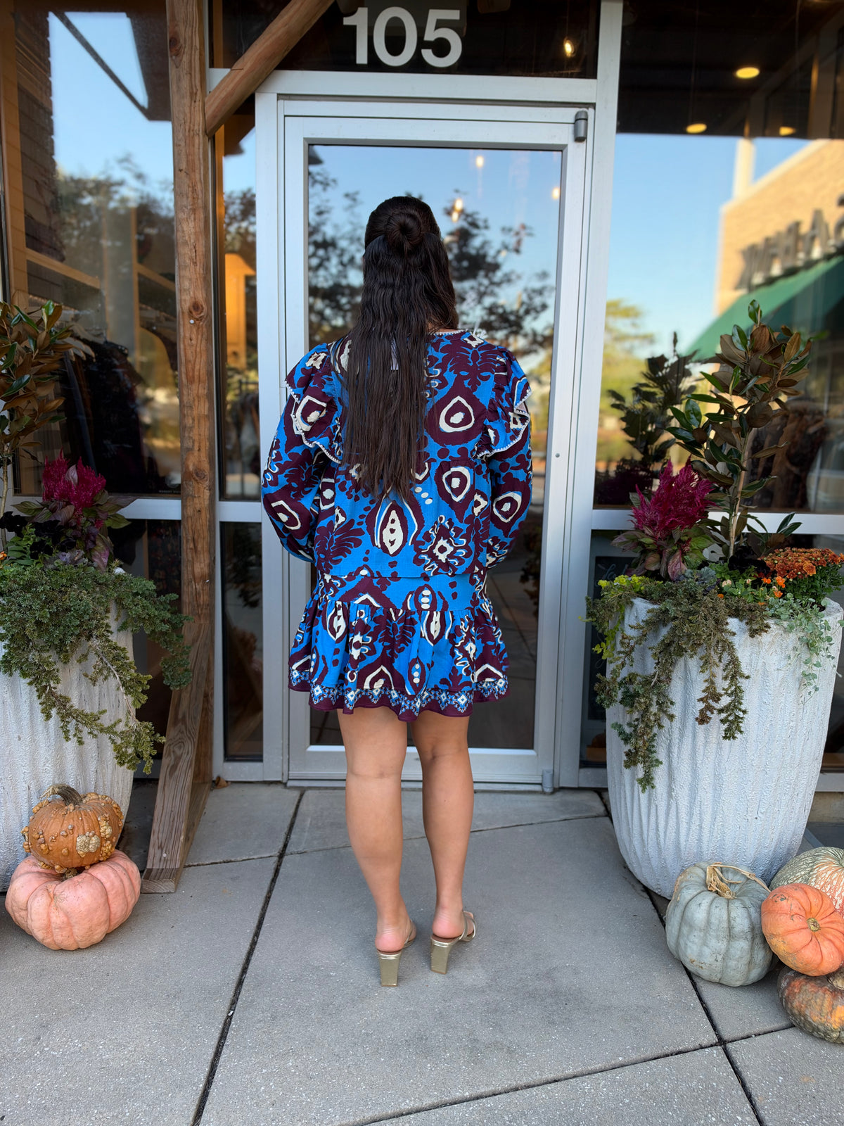 Winter Ocean blouse and matching skirt, alternate view