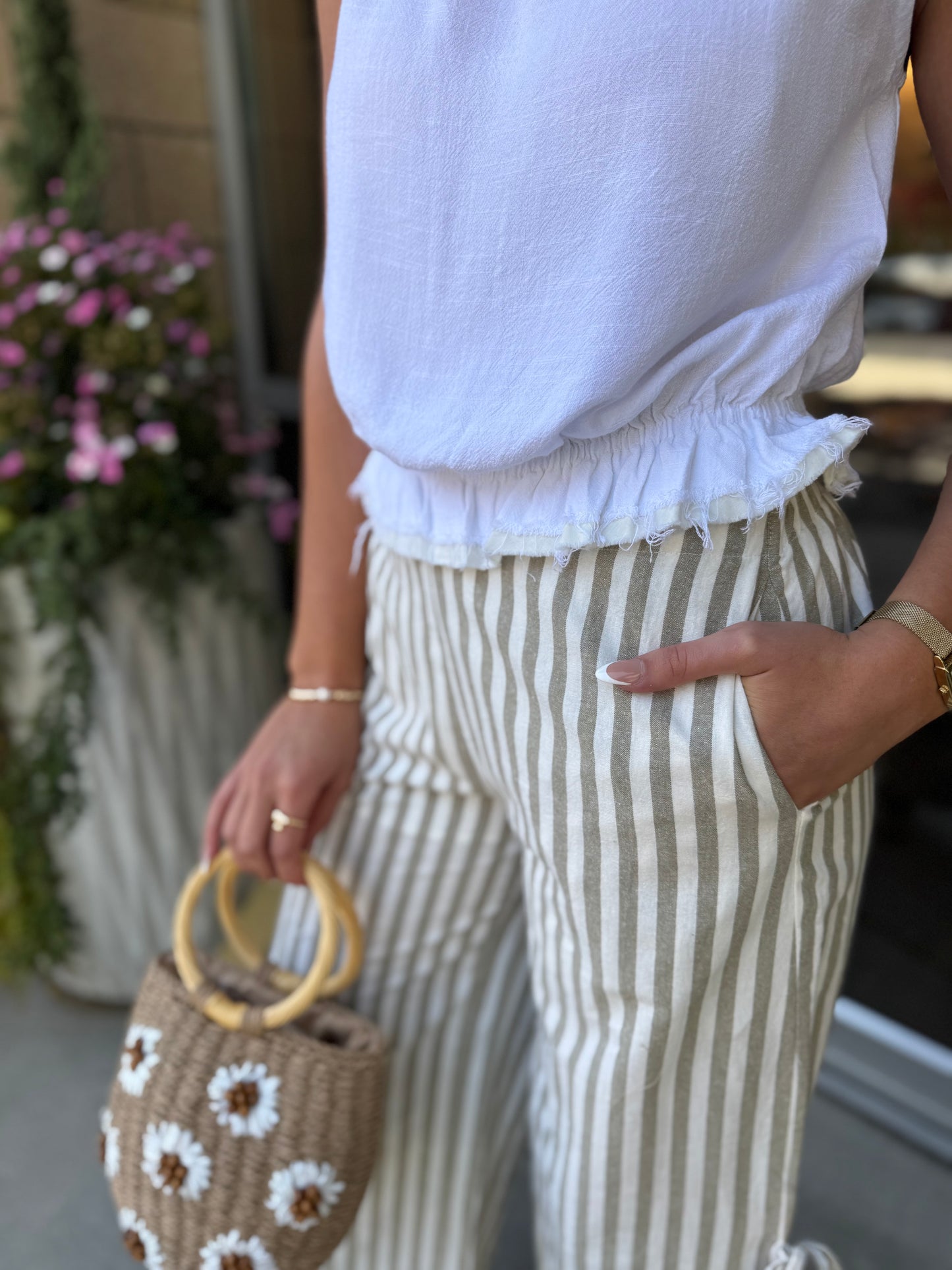 White Linen Tie Back Tank