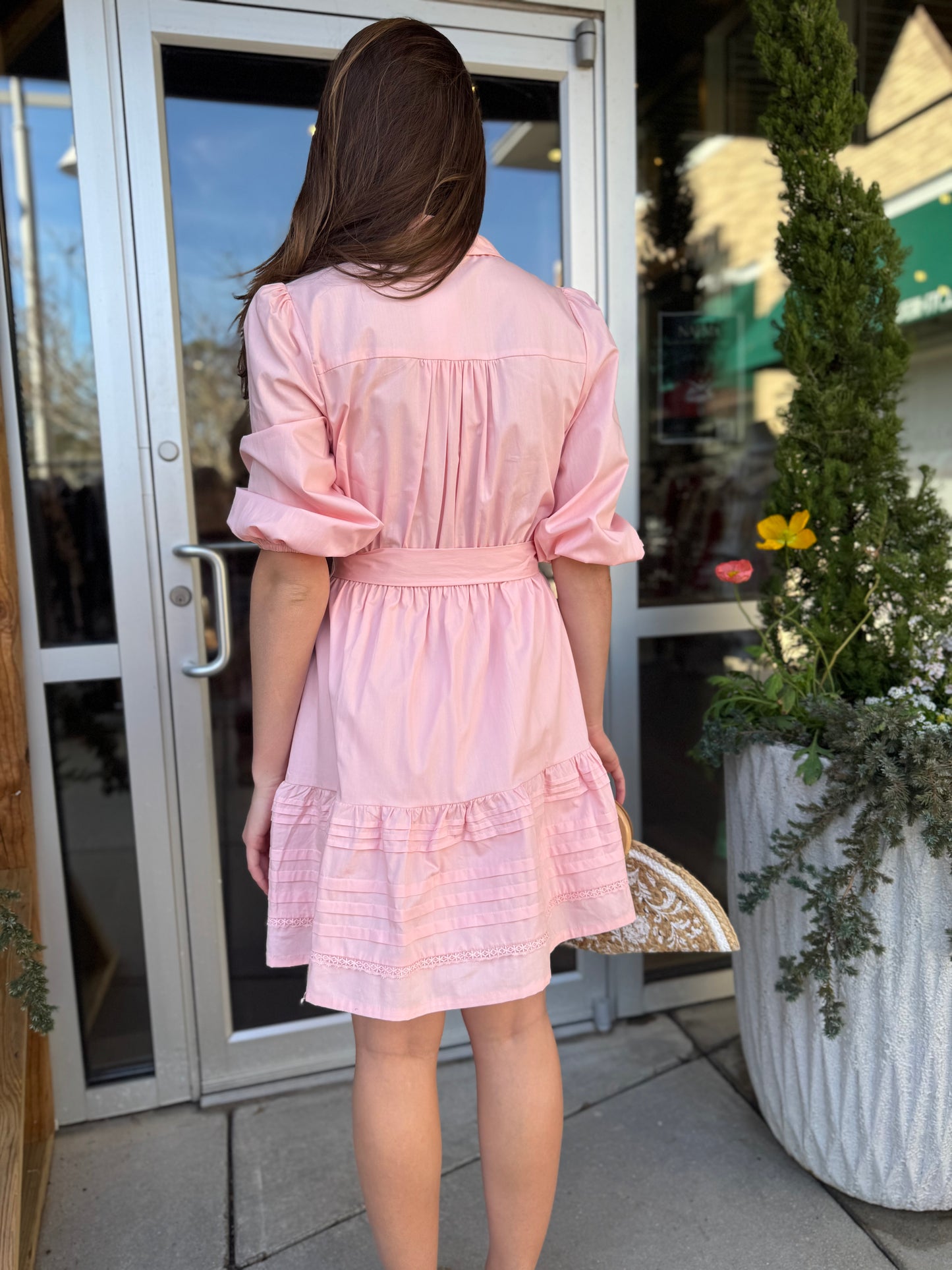 Pink Belt Drop Waist Dress