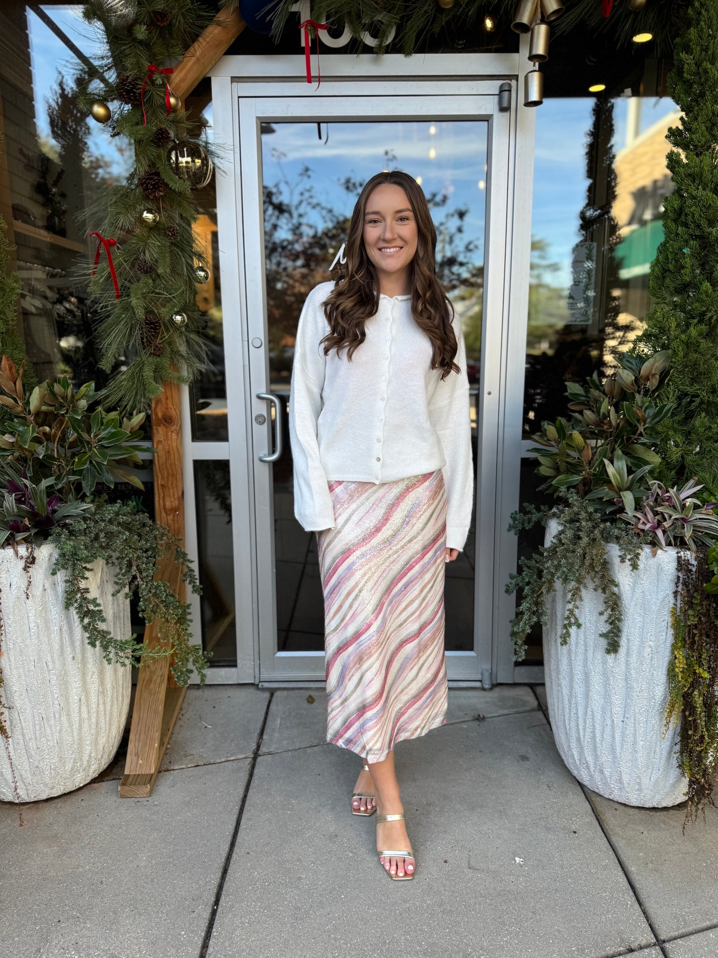 Mid Rise Sequin Skirt