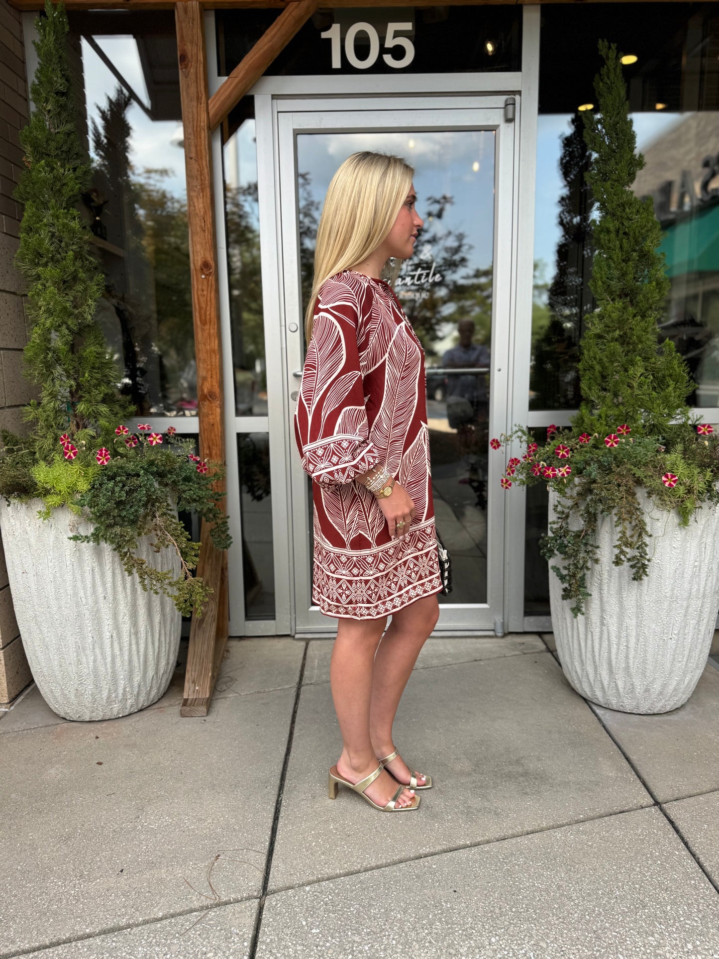 Rustic Leaf Shirt Dress