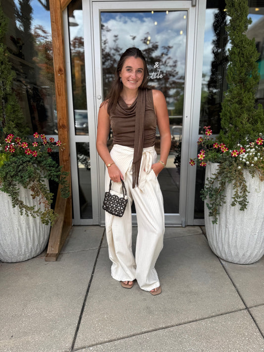 Overlap Pinstripe Trousers