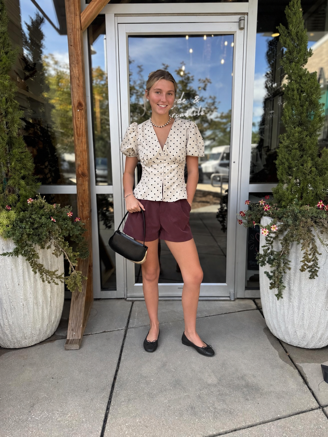 Oatmeal Polka Dot Blouse