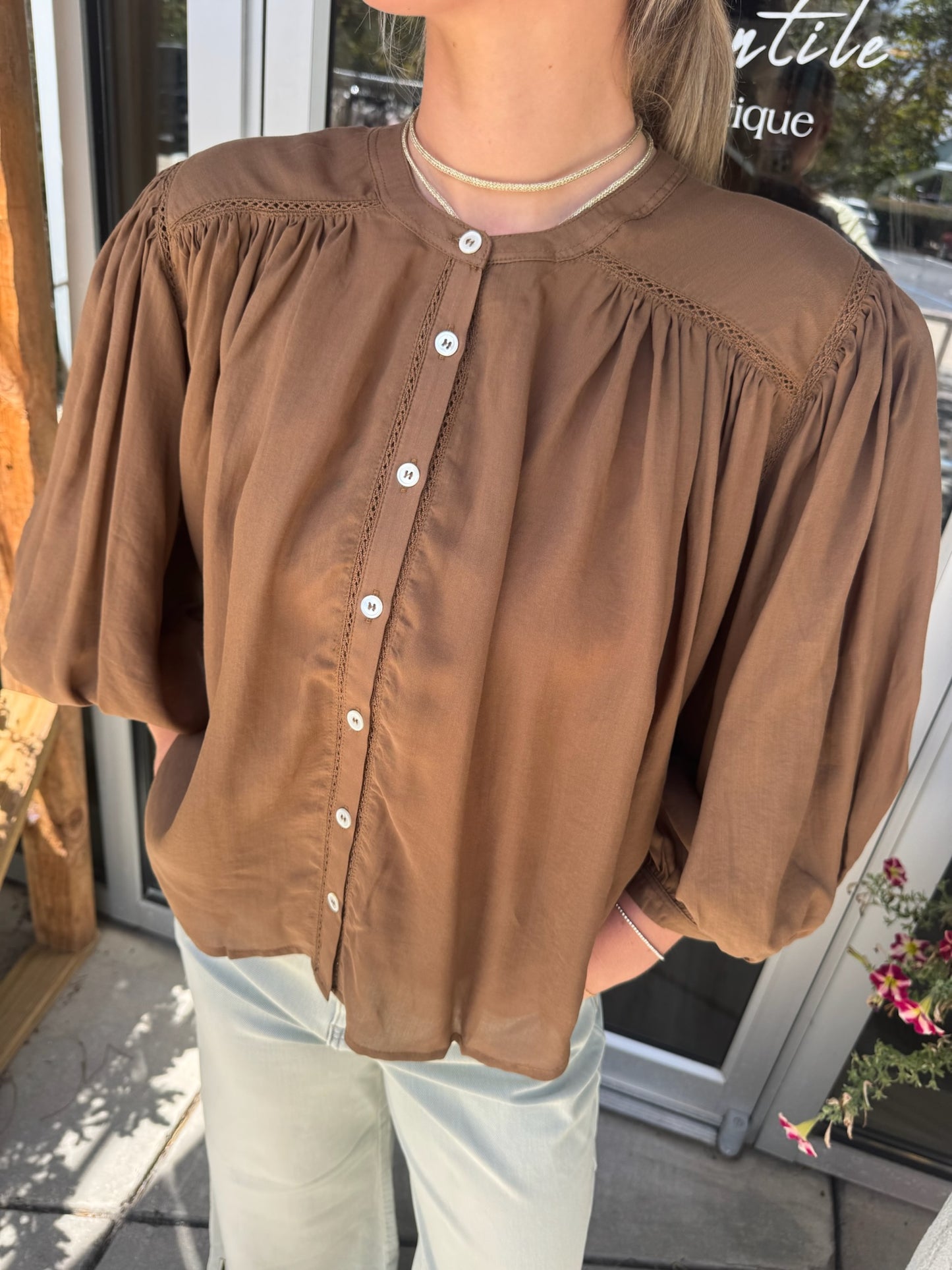 Gathered Yoke Blouse