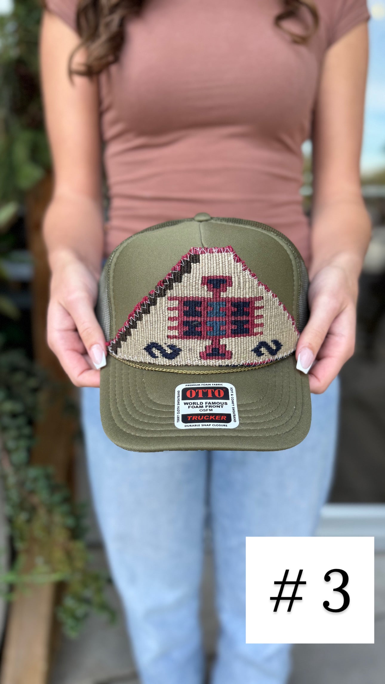 Olive Green Orijinal Kilim Patch Trucker
