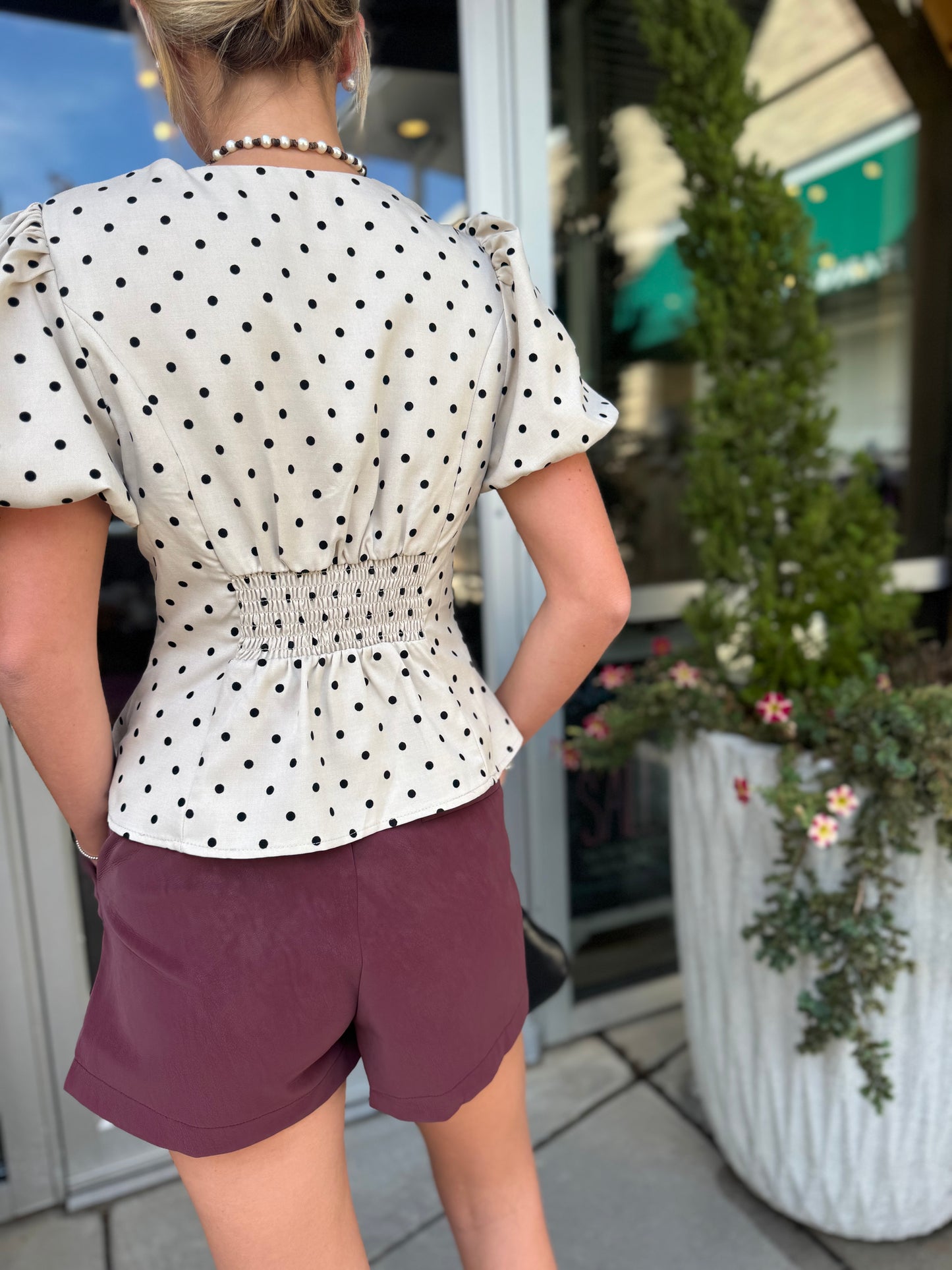 Oatmeal Polka Dot Blouse