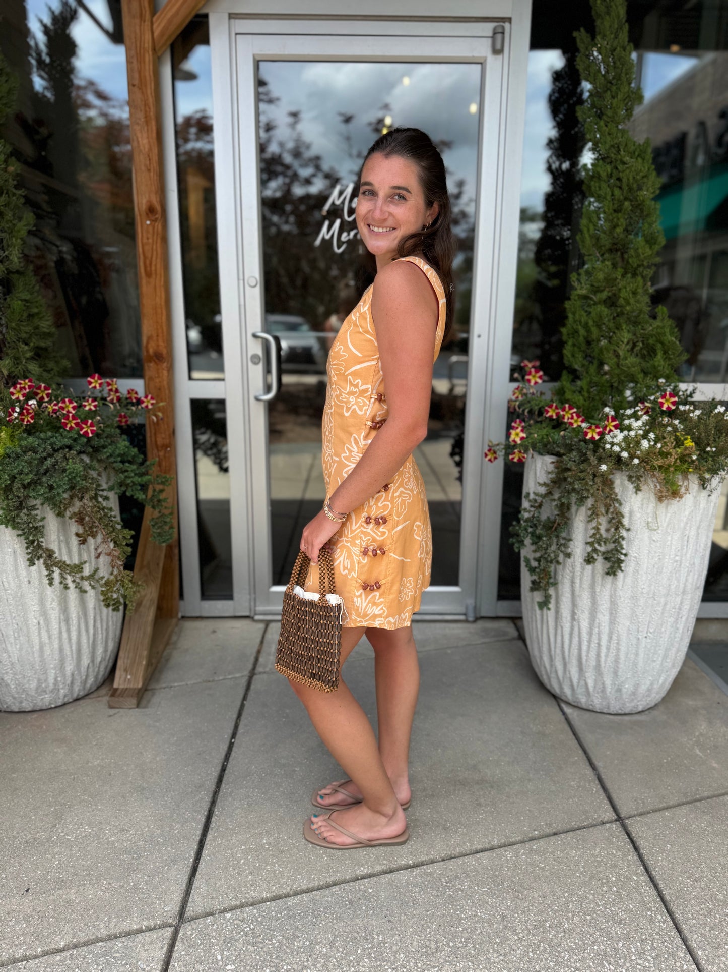 Wood Detail Mini Dress
