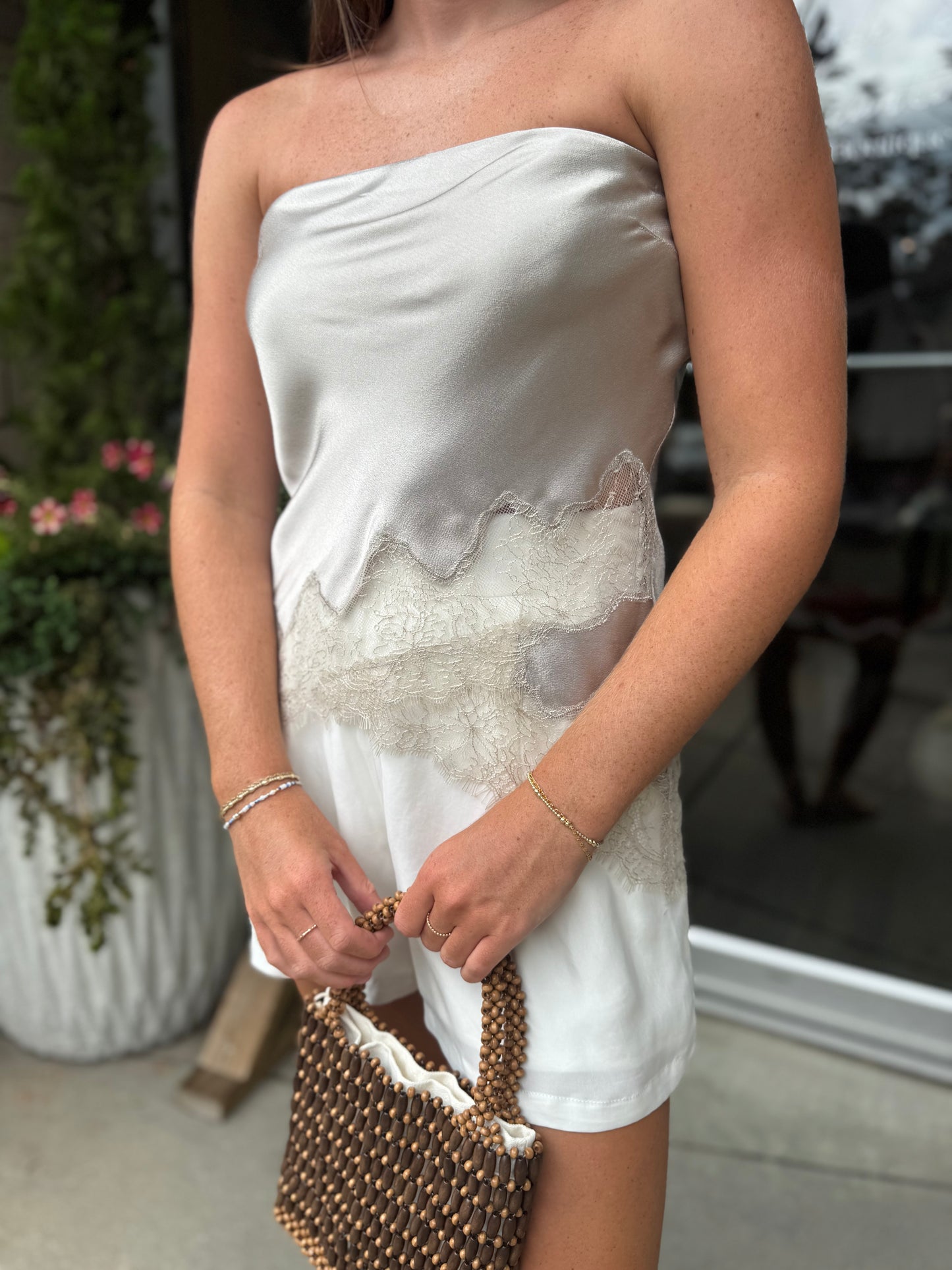 Lace Hem Tube Top