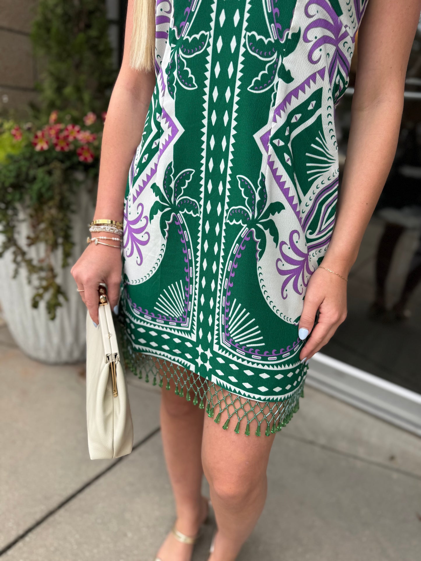 Beaded Hem Mini Dress