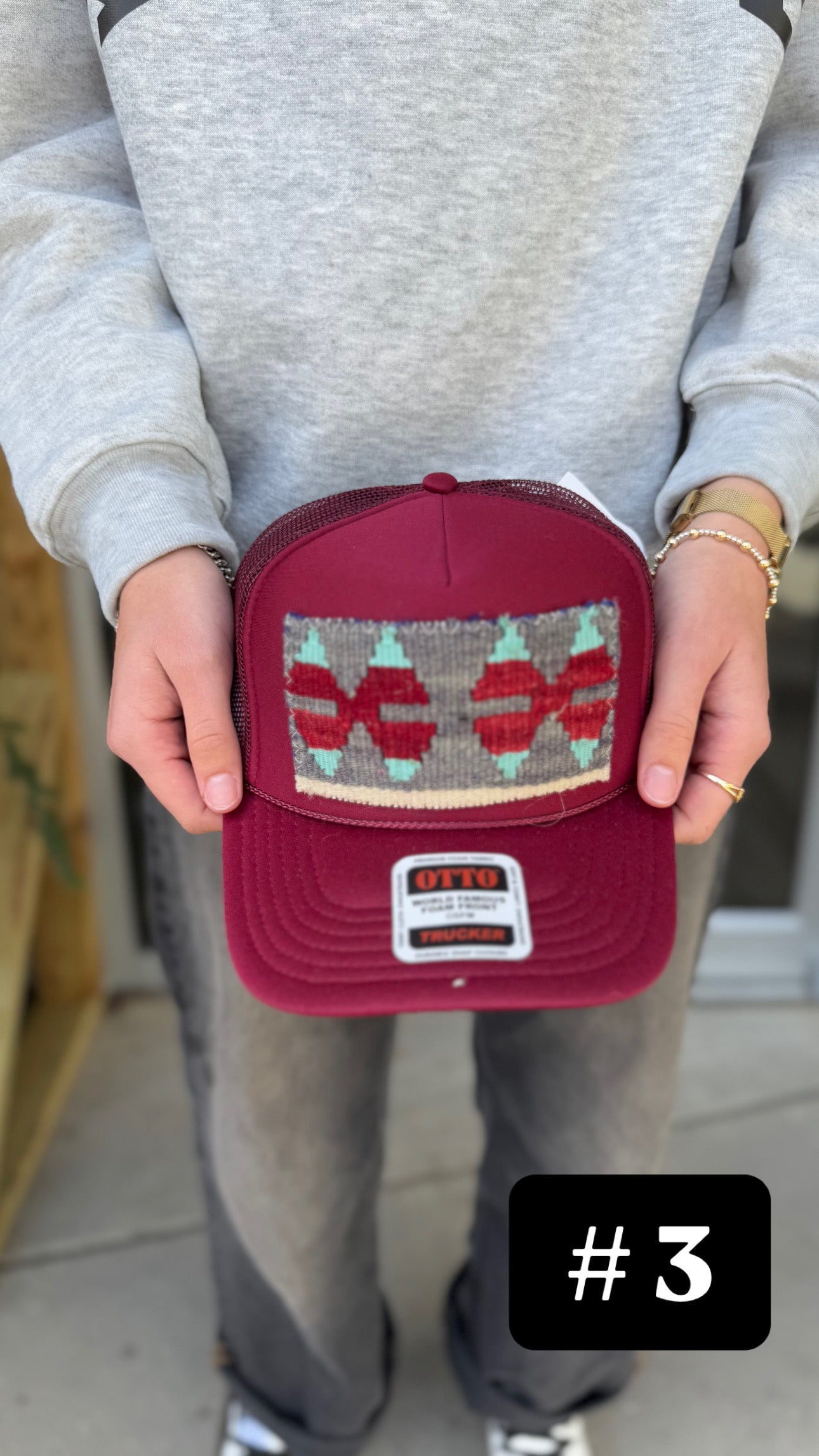 Burgundy Orijinal Kilim Patch Trucker Hat