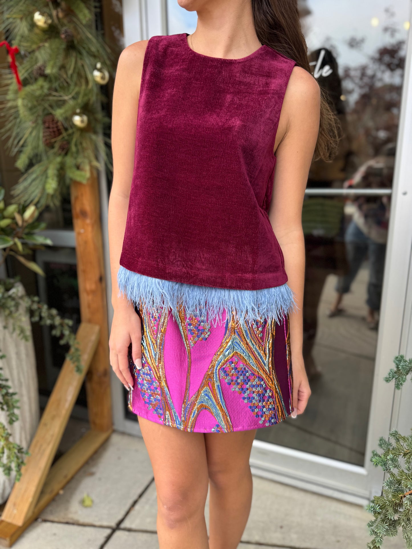 Foil Embroidered Skirt