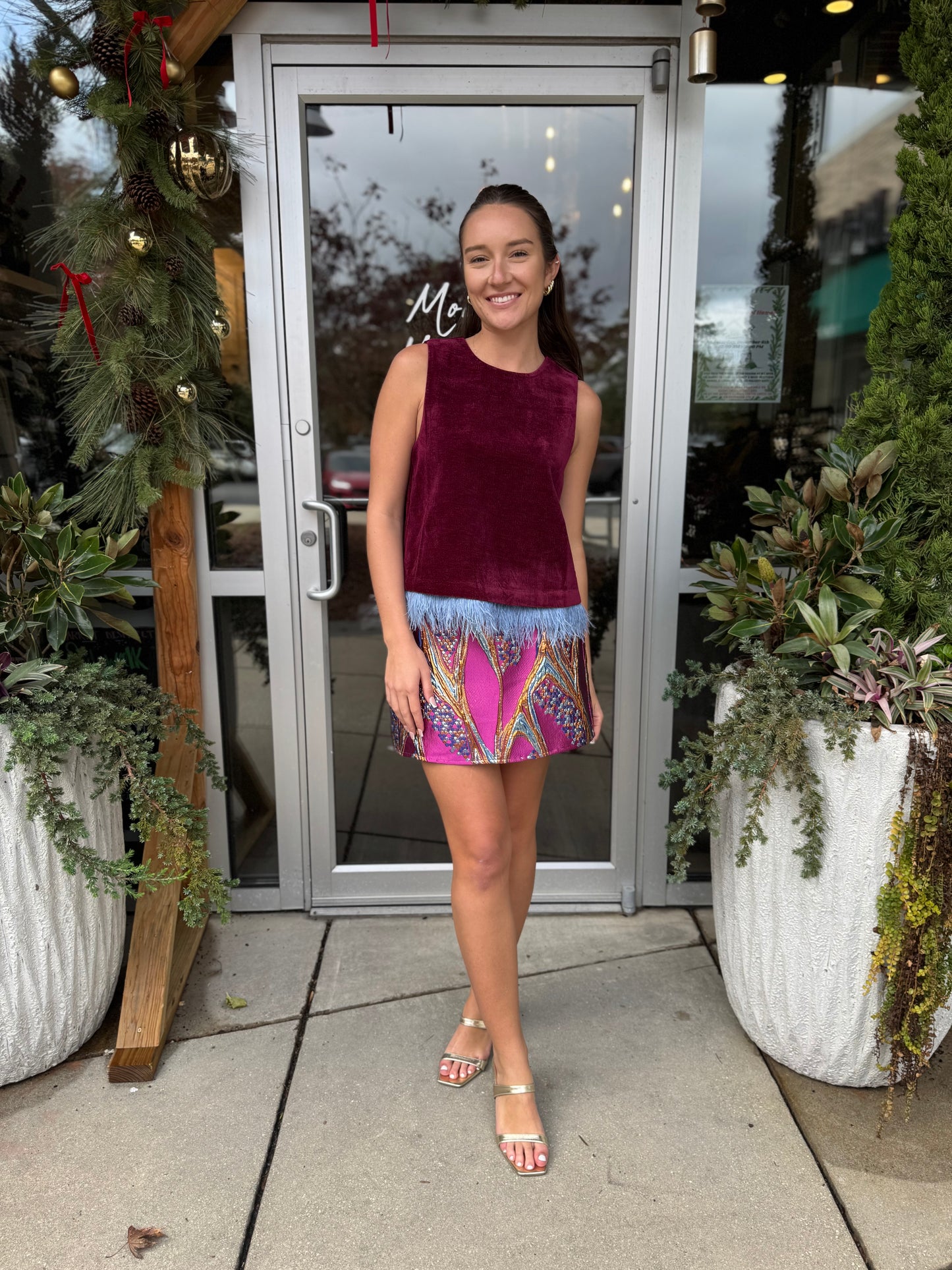 Foil Embroidered Skirt