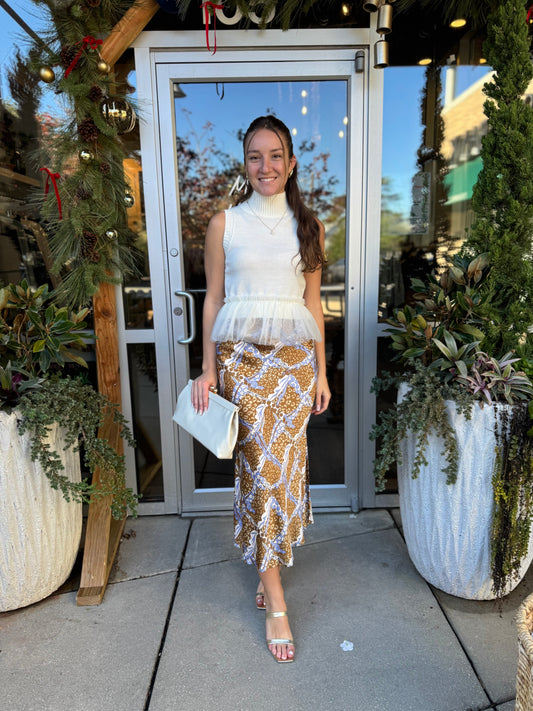 Tulle Peplum Sweater Top