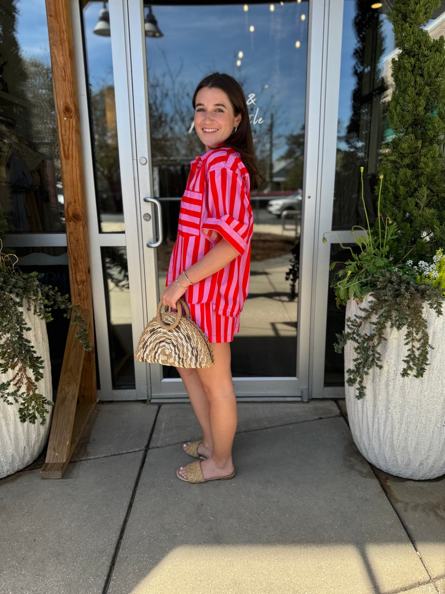 Candy Stripe Button Down Top