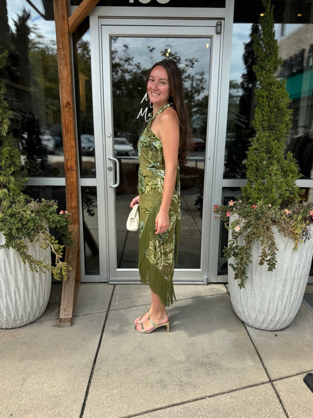 Velvet Fringe Midi Dress