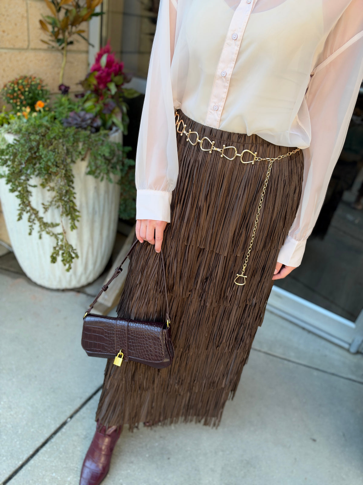 Fringe Midi Skirt