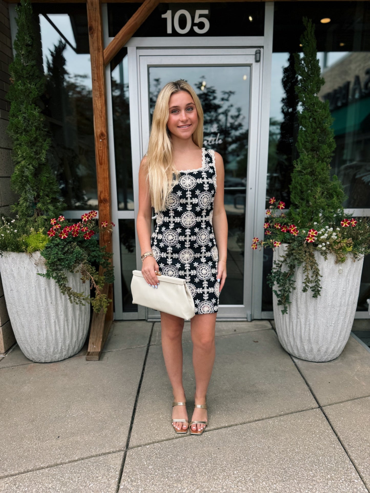 Black Crochet Shift Dress