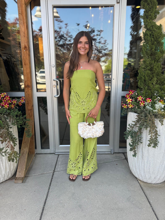 Embroidered Linen Pants