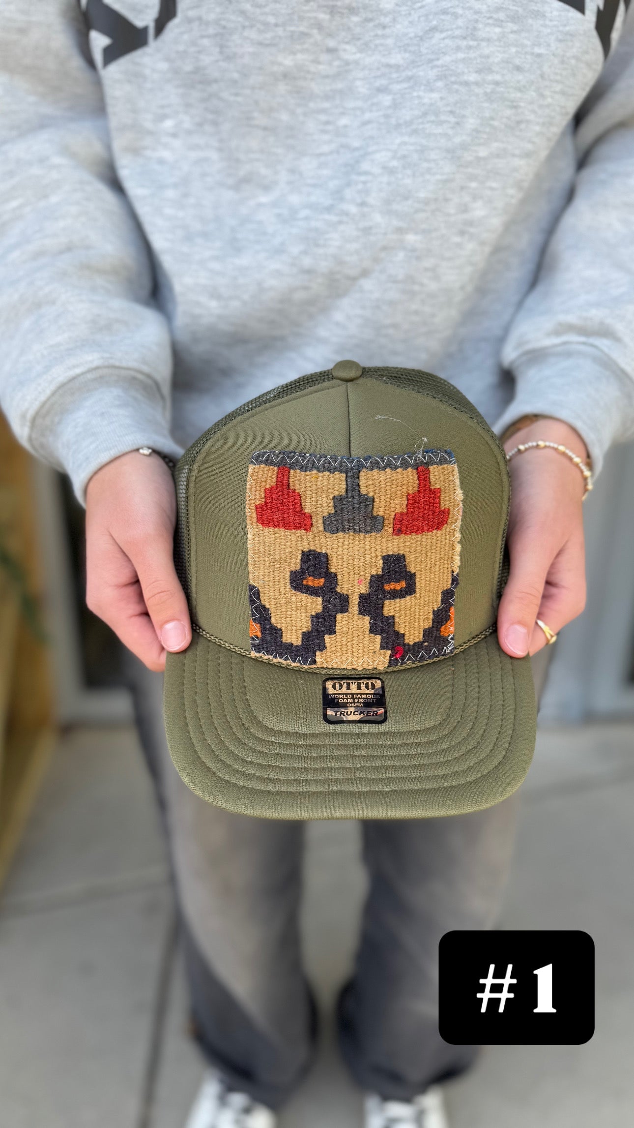 Olive Orijinal Kilim Patch Trucker Hat