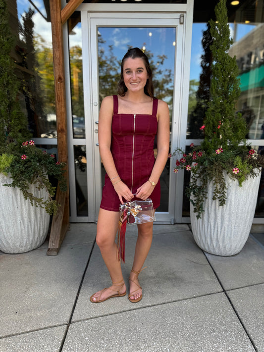 Zip Front Mini Dress