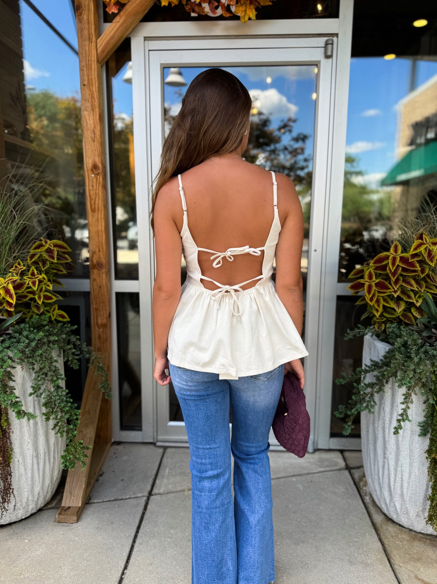 Bow Trim Peplum Top