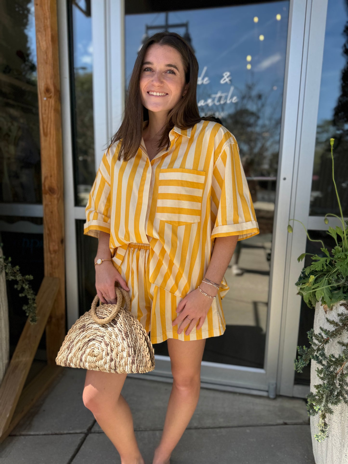 Candy Stripe Button Down Top