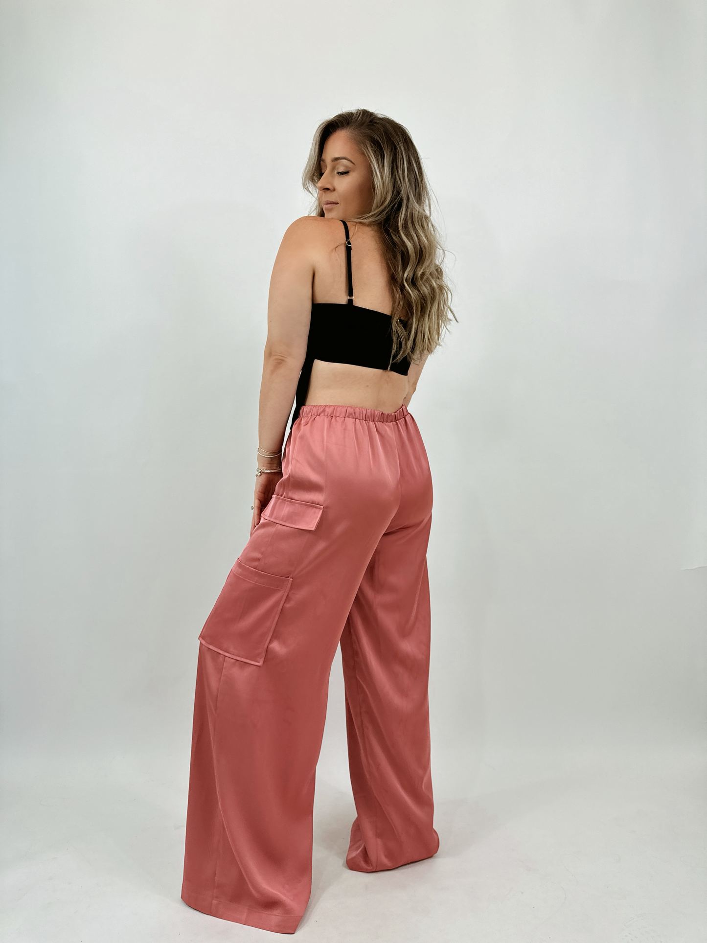 Satin Cargo Pants