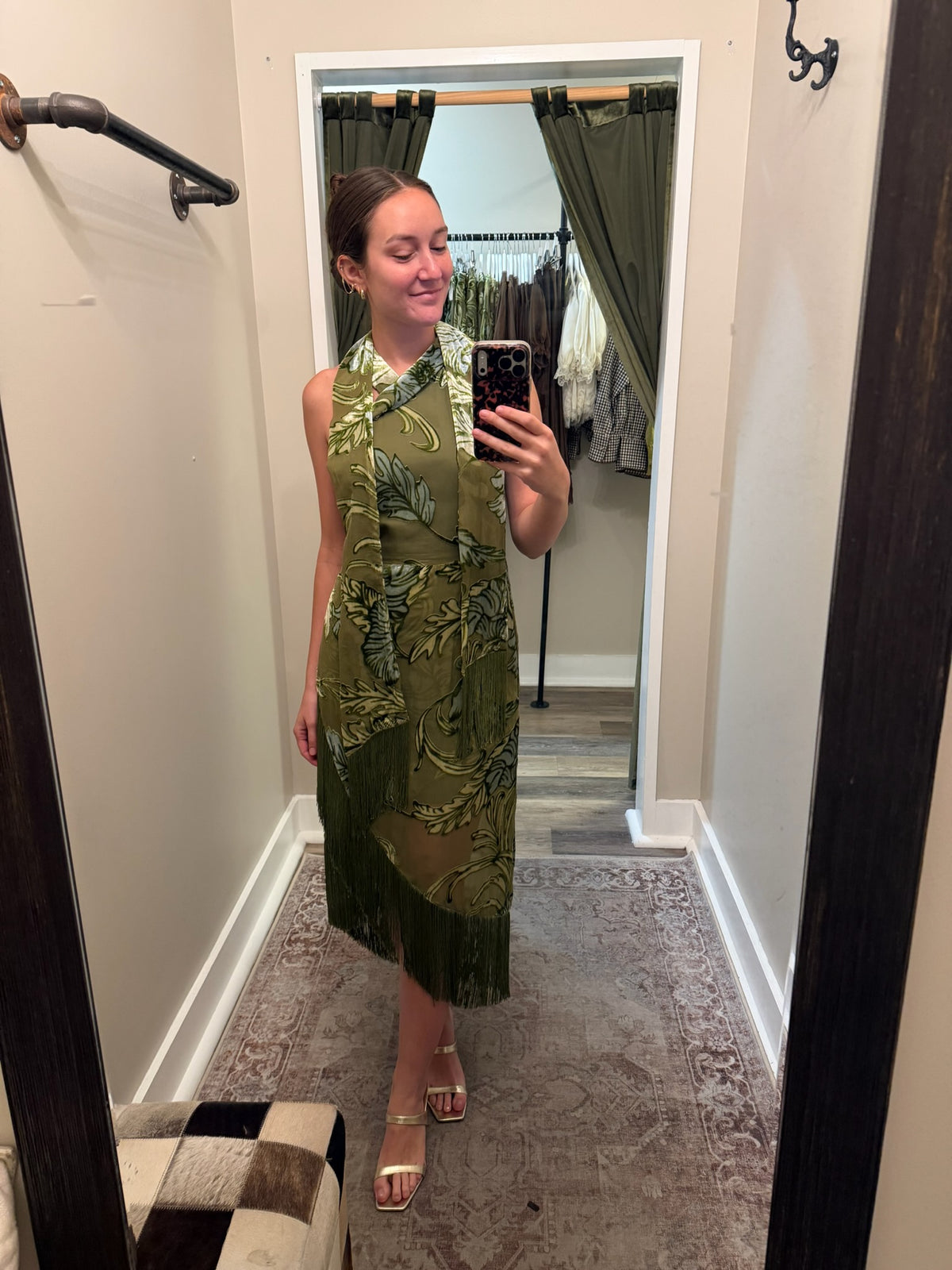 Velvet Fringe Midi Dress