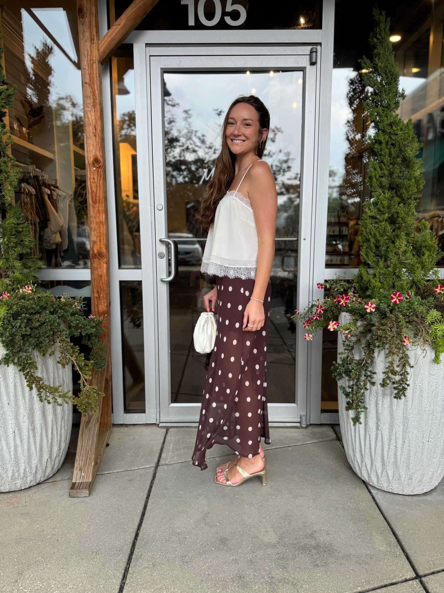 Sheer Polka Dot Maxi Skirt