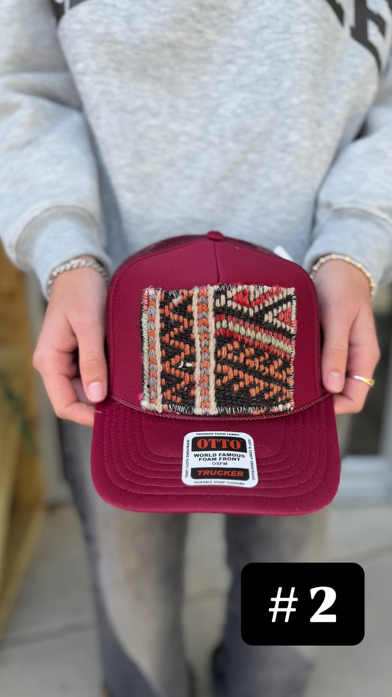 Burgundy Orijinal Kilim Patch Trucker Hat