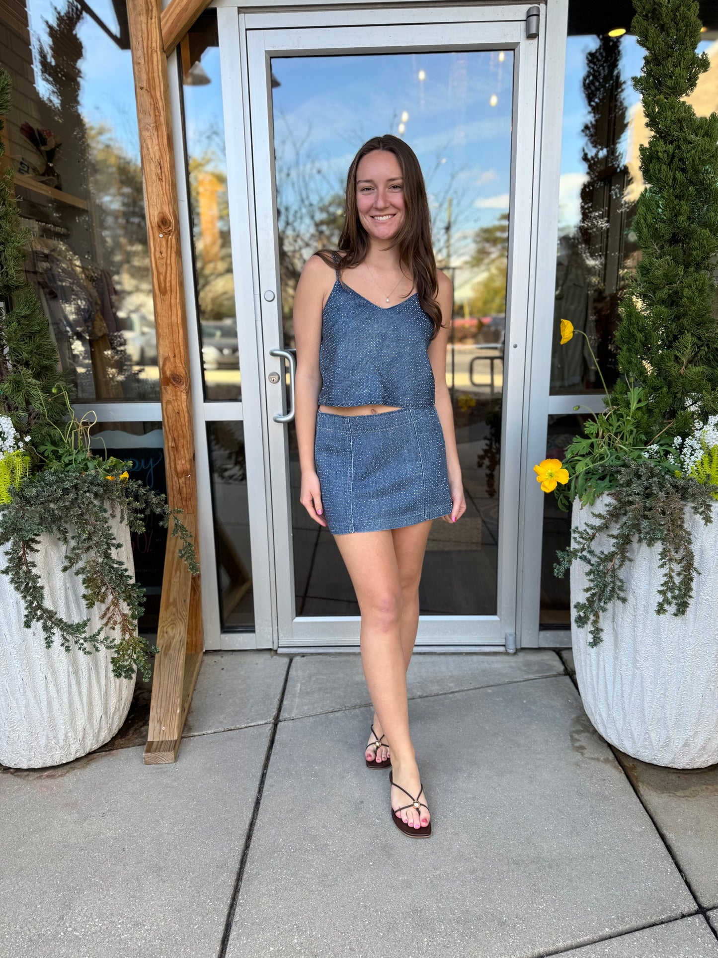 Rhinestone Denim Top