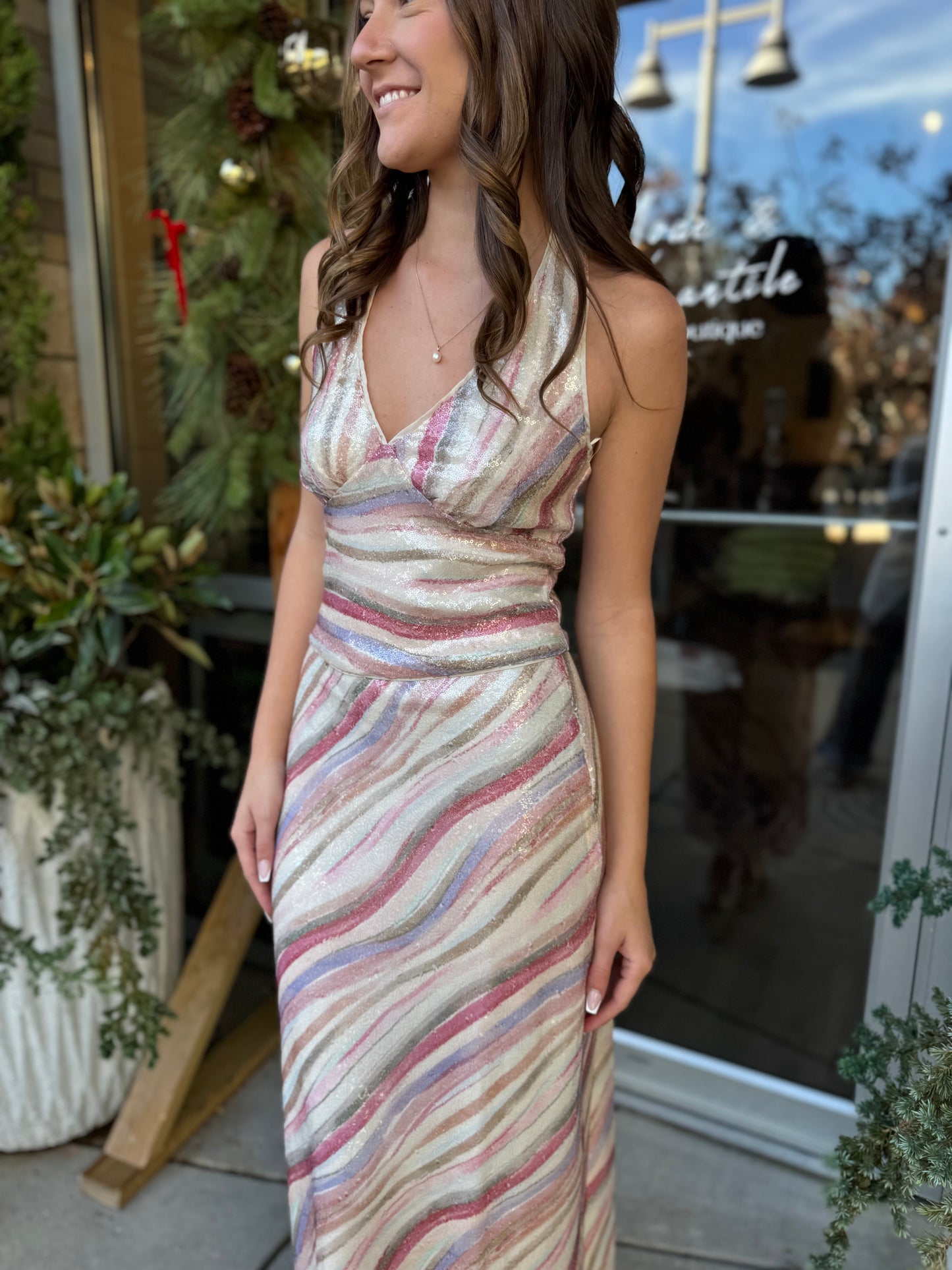 Halter Neck Sequin Top