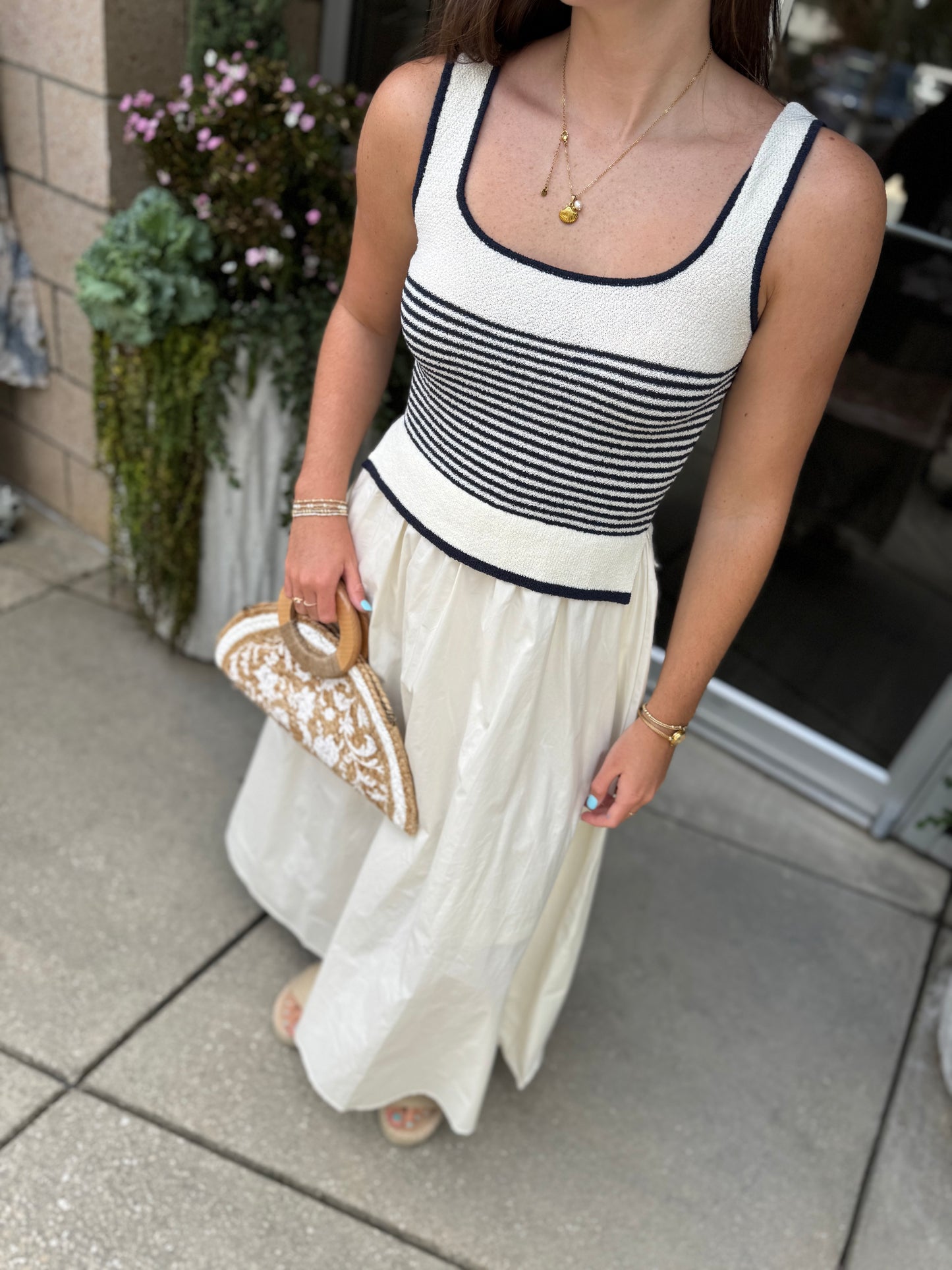 Stripe Sweater Tank Midi