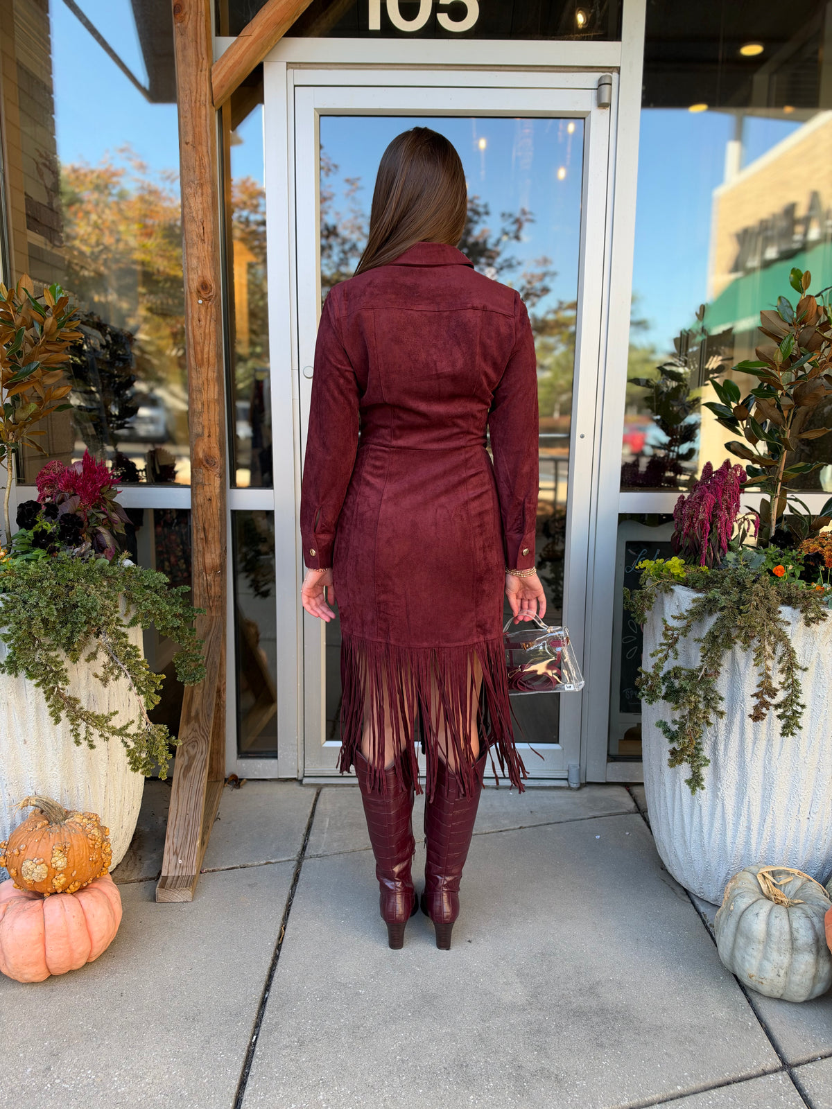 Fringe Button Down Midi Dress
