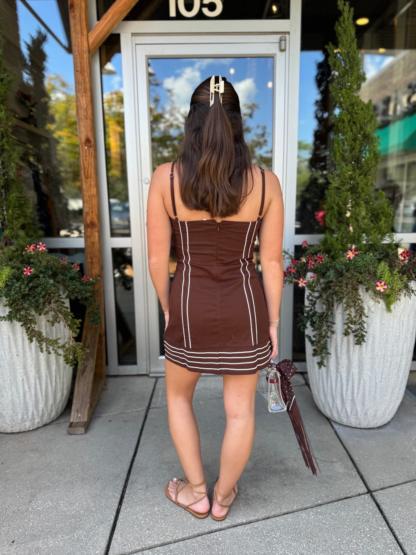 Chocolate Trim Detail Dress