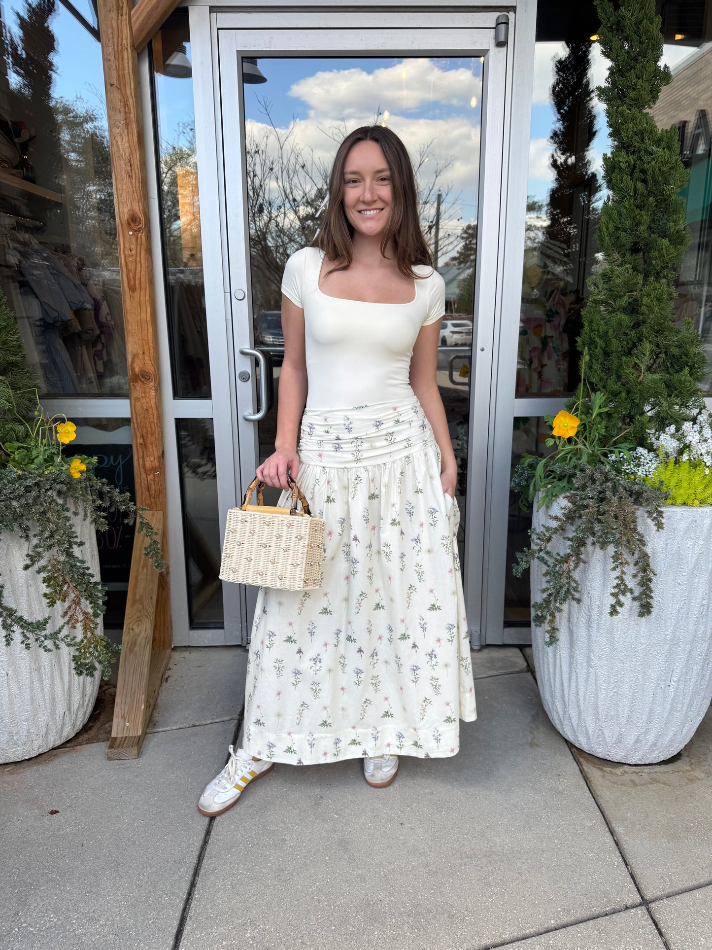 Drop Waist Floral Skirt