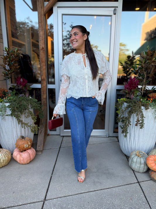 Cream Lili lace cape top