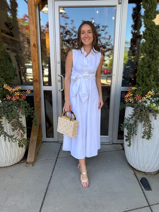 Poplin Tie Maxi Dress