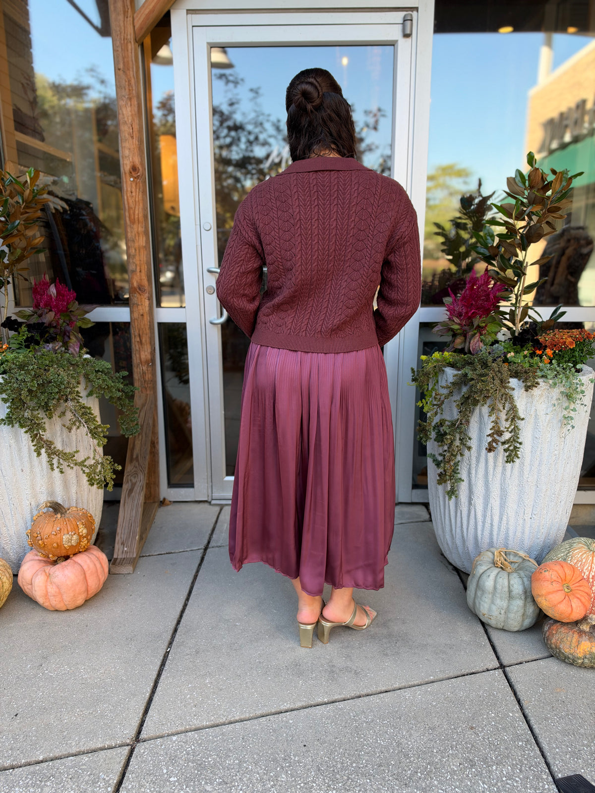 Anna mixed-media midi dress with sweater top, alternate view