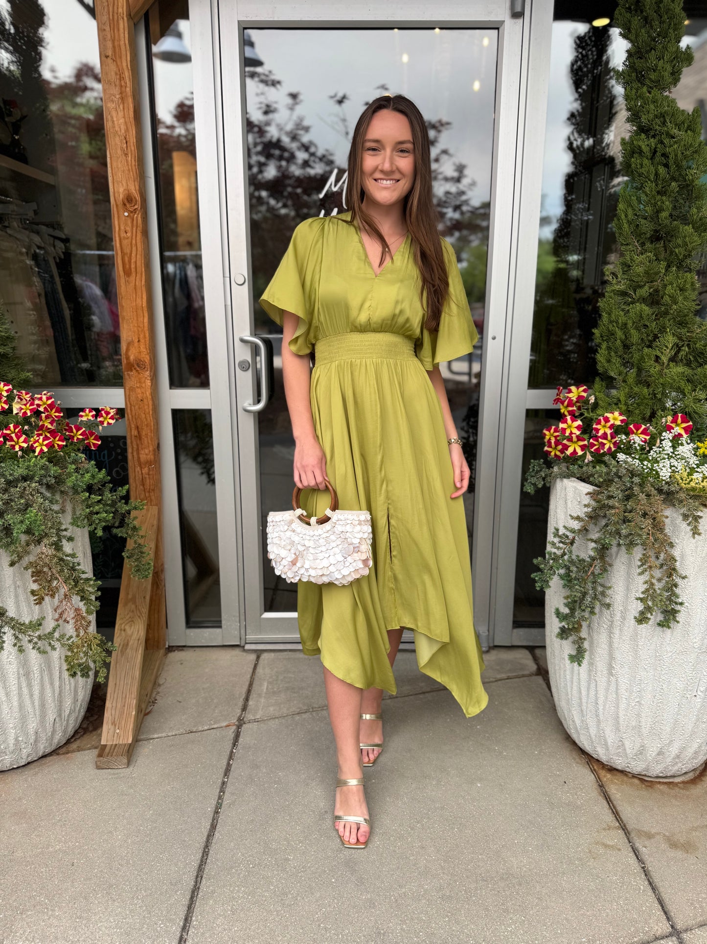 Lime Flutter Maxi Dress