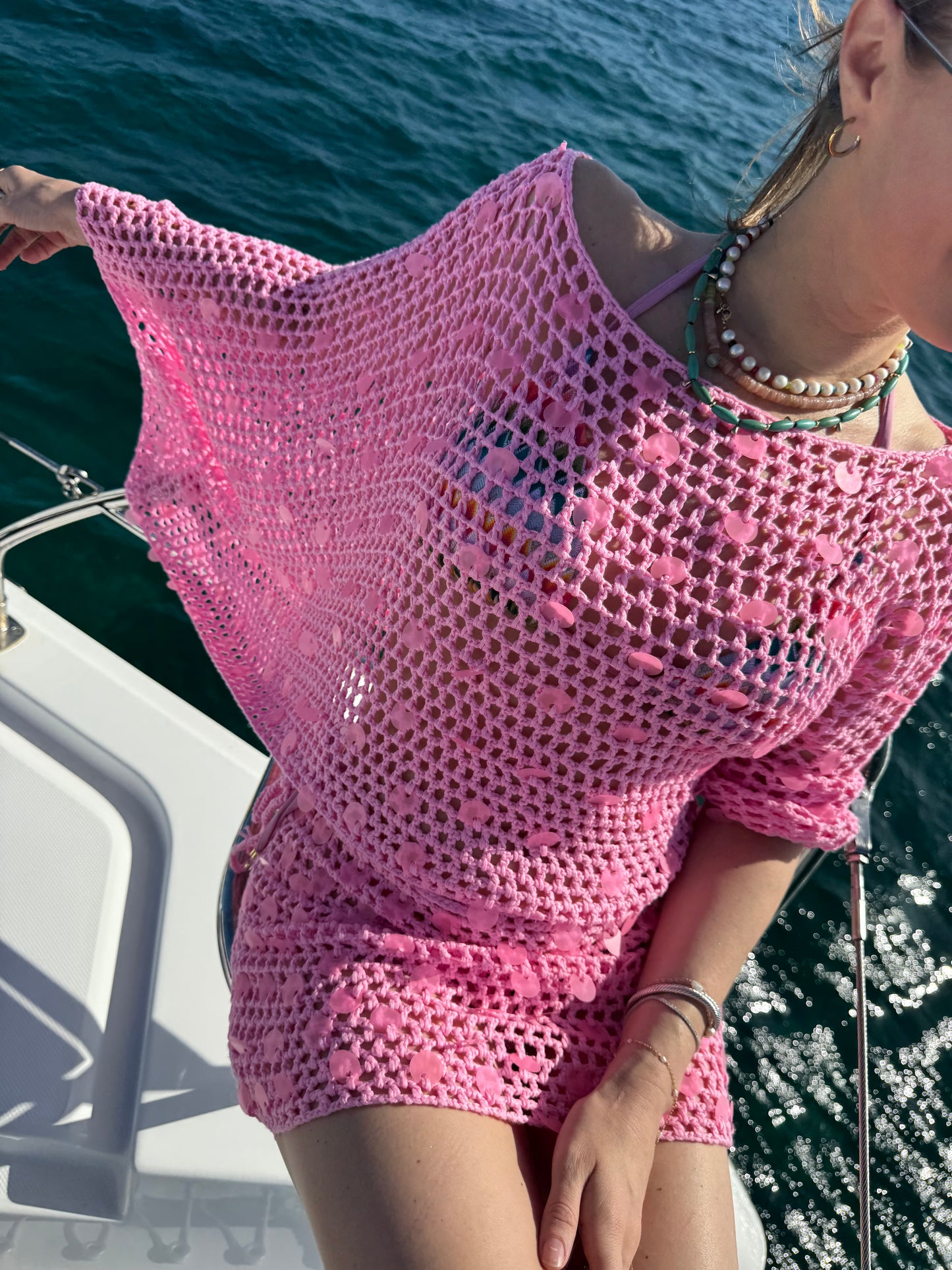 Sequin Detail Crochet Set