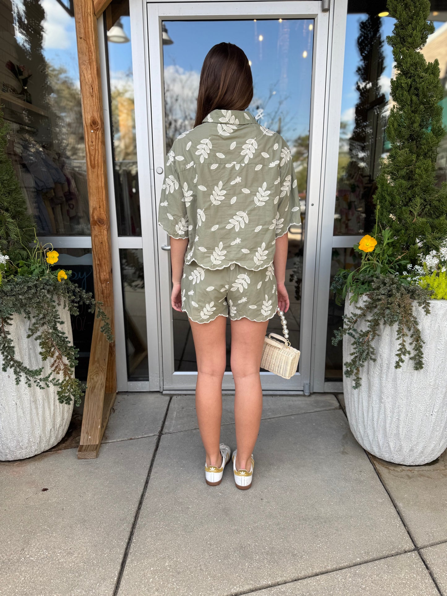 Sage Embroidered Shorts