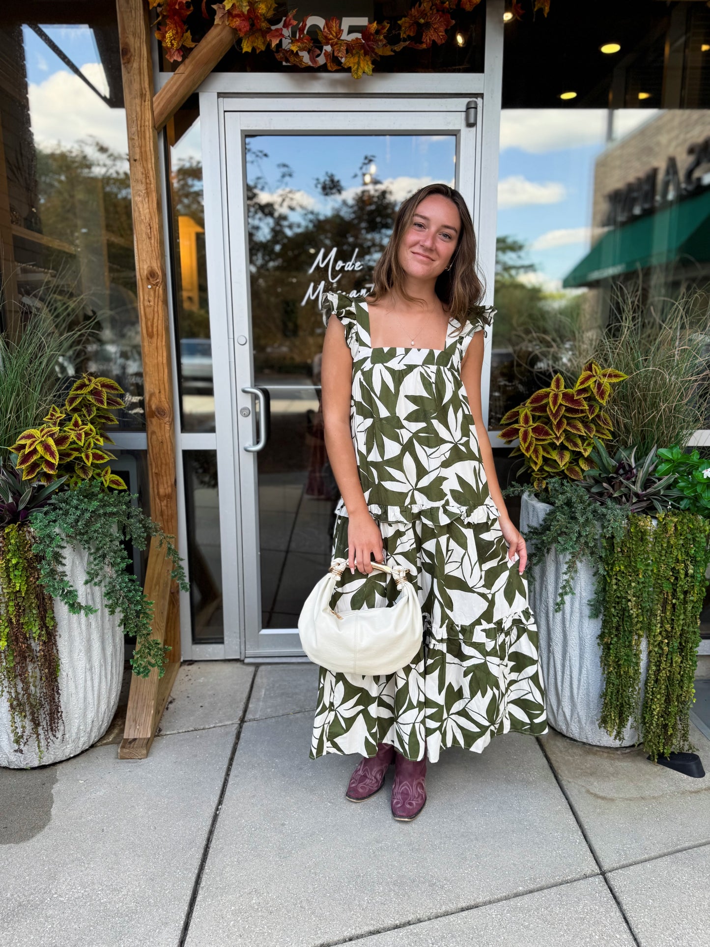 Emerald Canopy Ruffle Maxi Dress