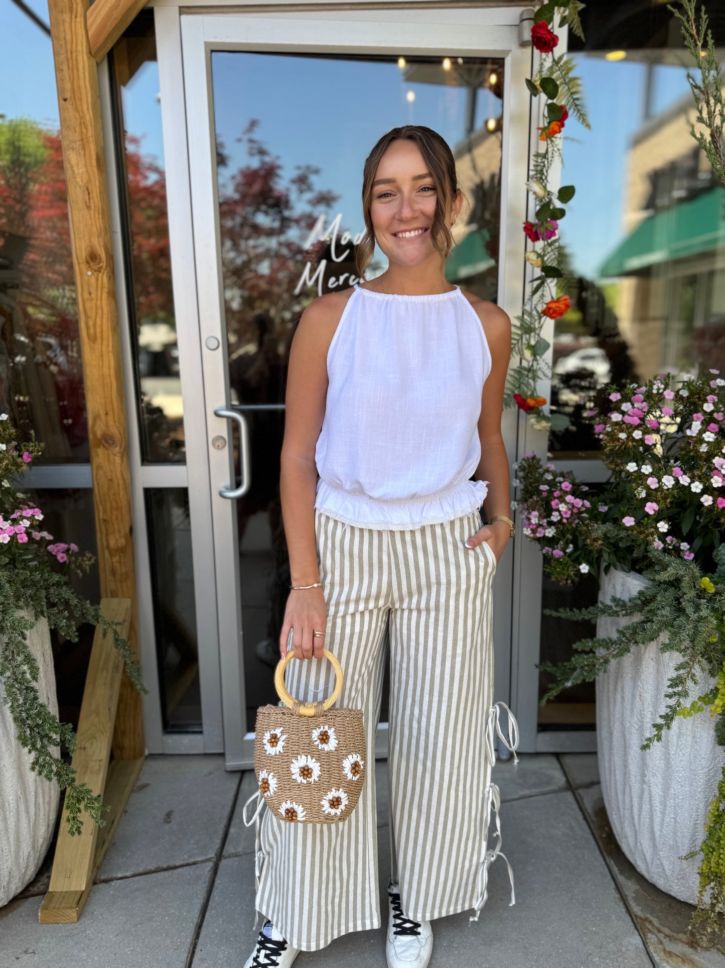 White Linen Tie Back Tank