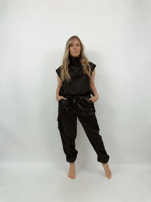 Satin Cargo Joggers