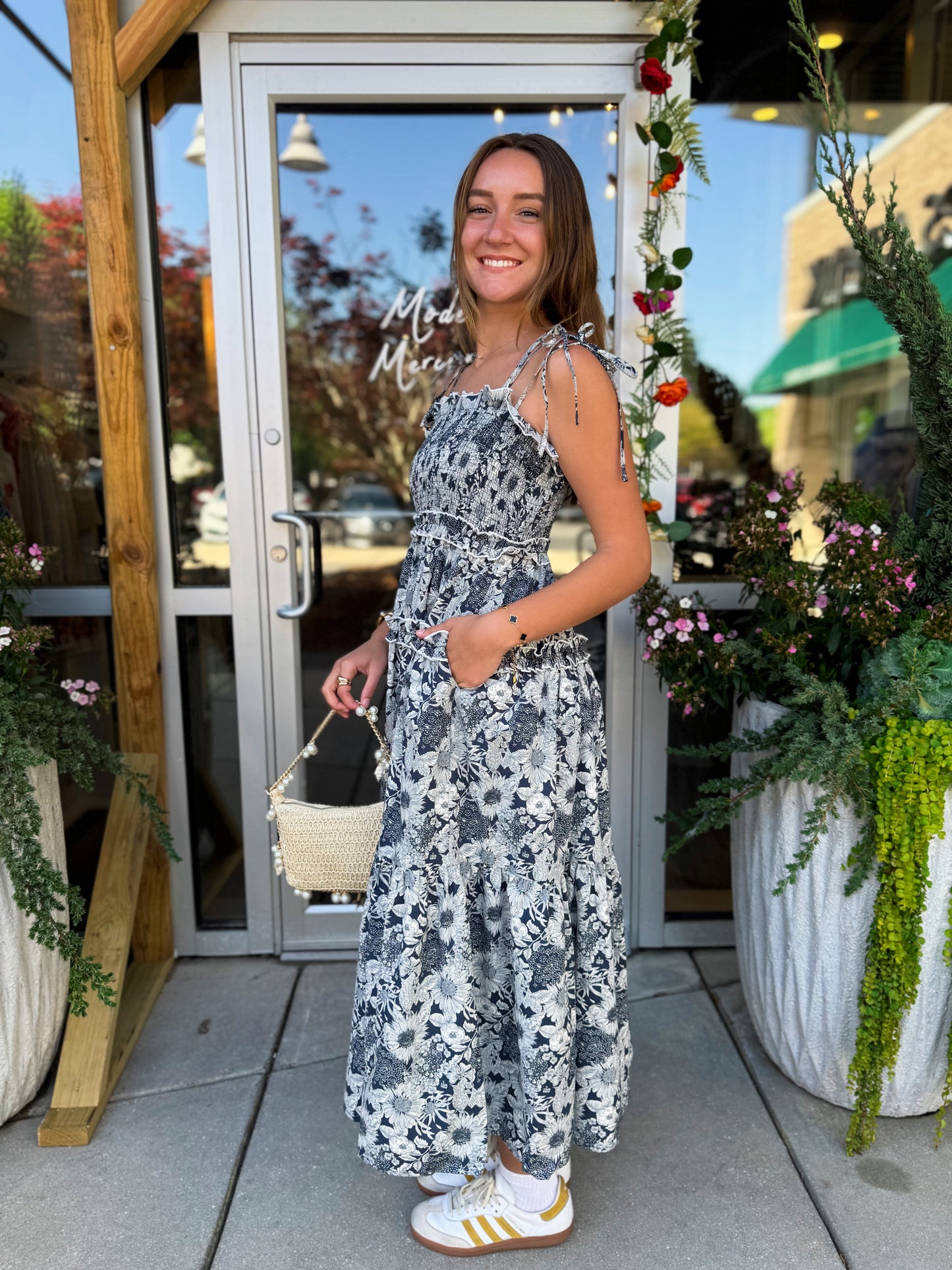 Navy Tiered Maxi Dress