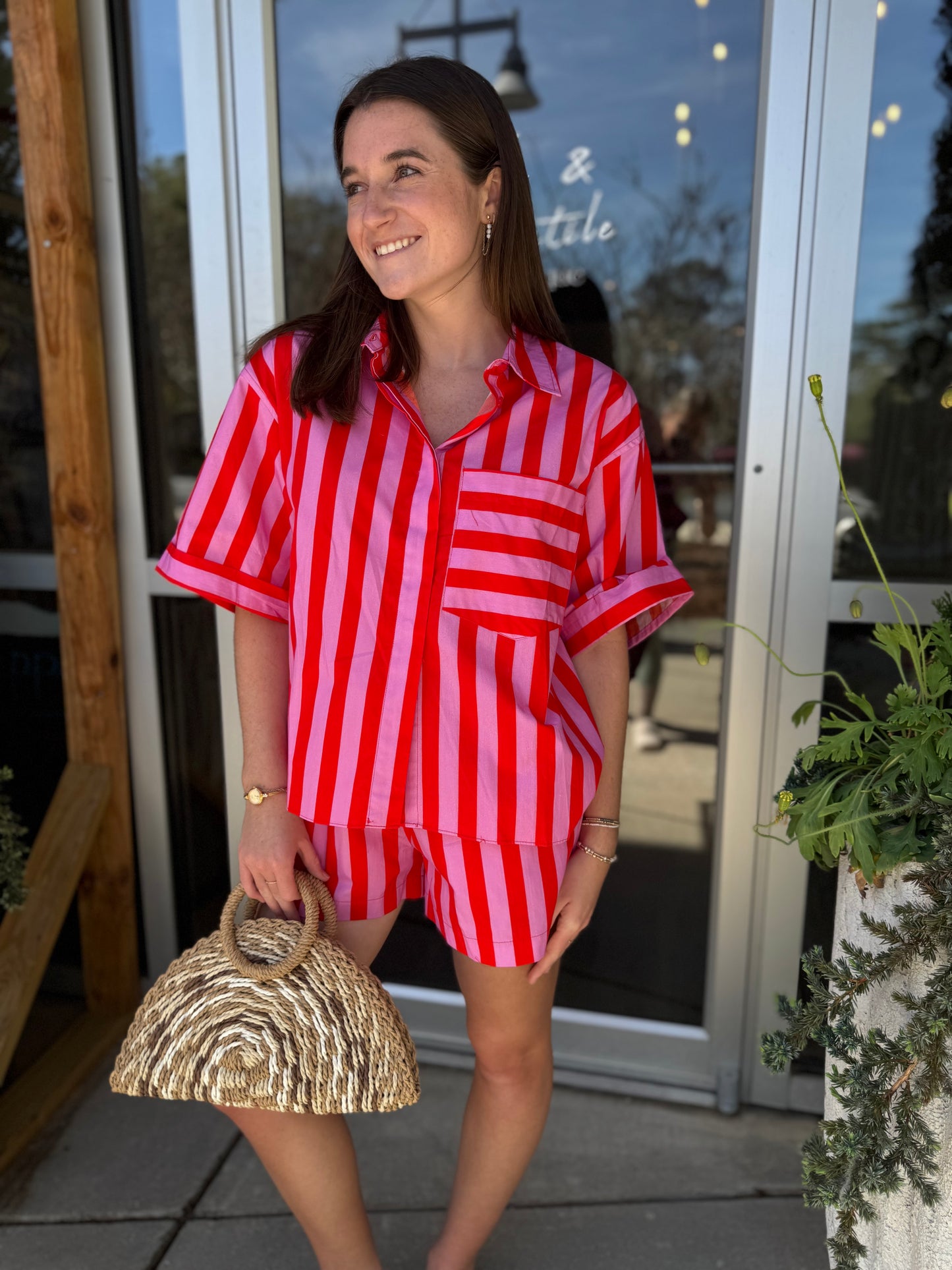 Candy Stripe Button Down Top