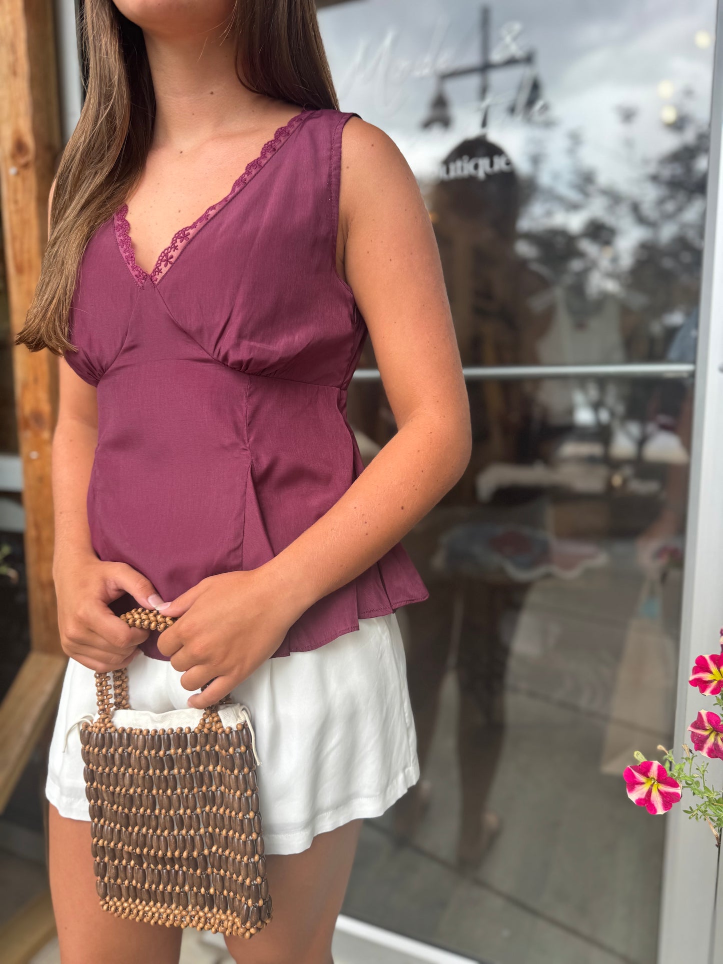 Garnet Lace Peplum Top