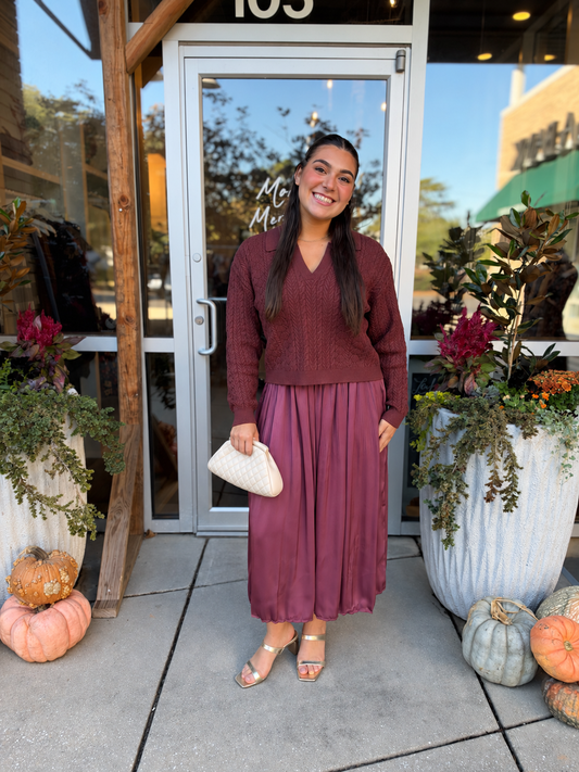 Anna mixed-media midi dress with sweater top